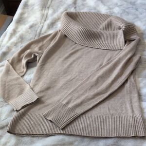 Ann Taylor Cowl Neck Sweater in Beige